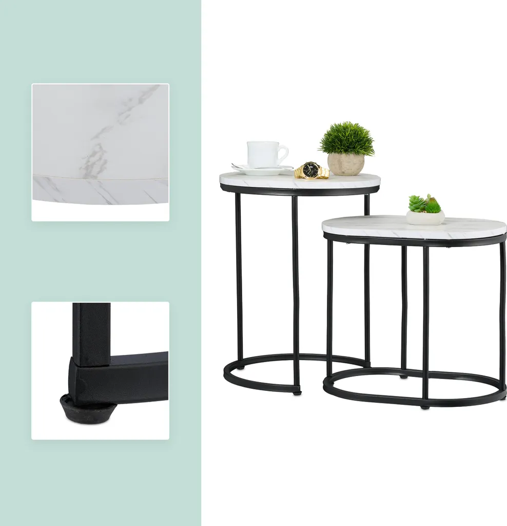Coppia Tavolini da Caffè Relaxdays Marmo Style | Design Interni - 6