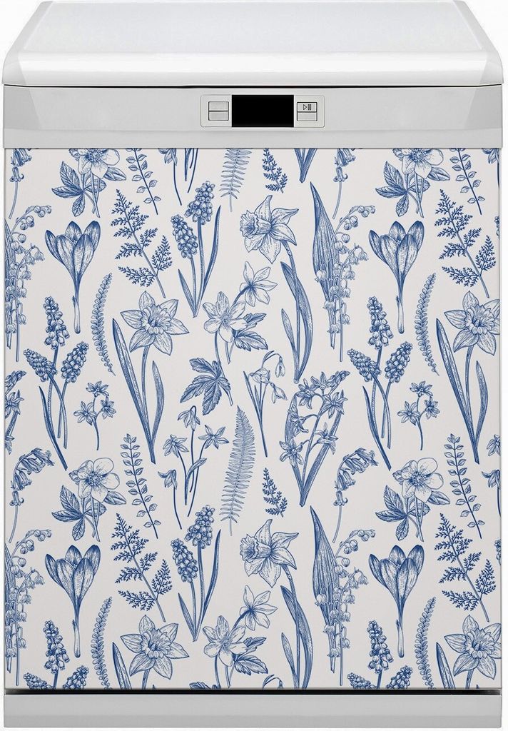 Magnet für Spülmaschine Abwaschbar 60x70 cm Magnet für Spülmaschine Magnetmatte Nachbildung - Waldblumen