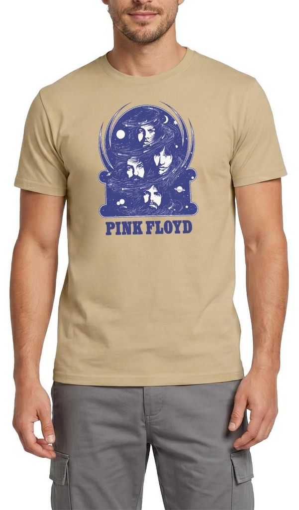 Spreadshirt Pink Floyd Logo Und Band Männer T-Shirt, 3XL, Sandbeige