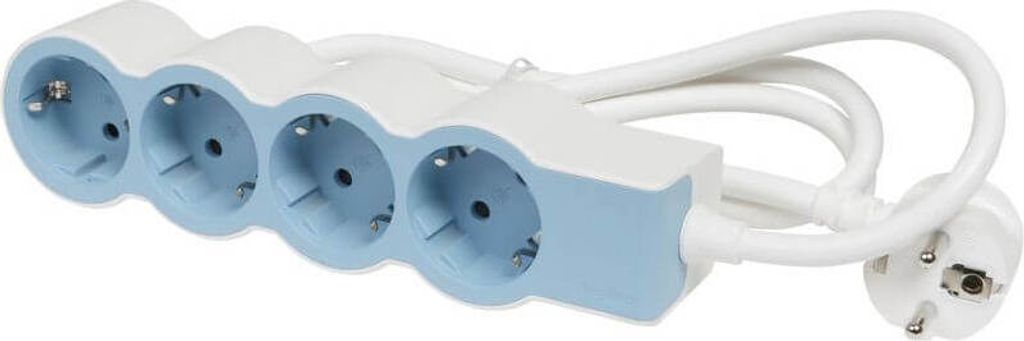 Legrand Flache Steckdosenleiste 4x Steckdose, 1,5 Meter Kabel Soft Blue 694554