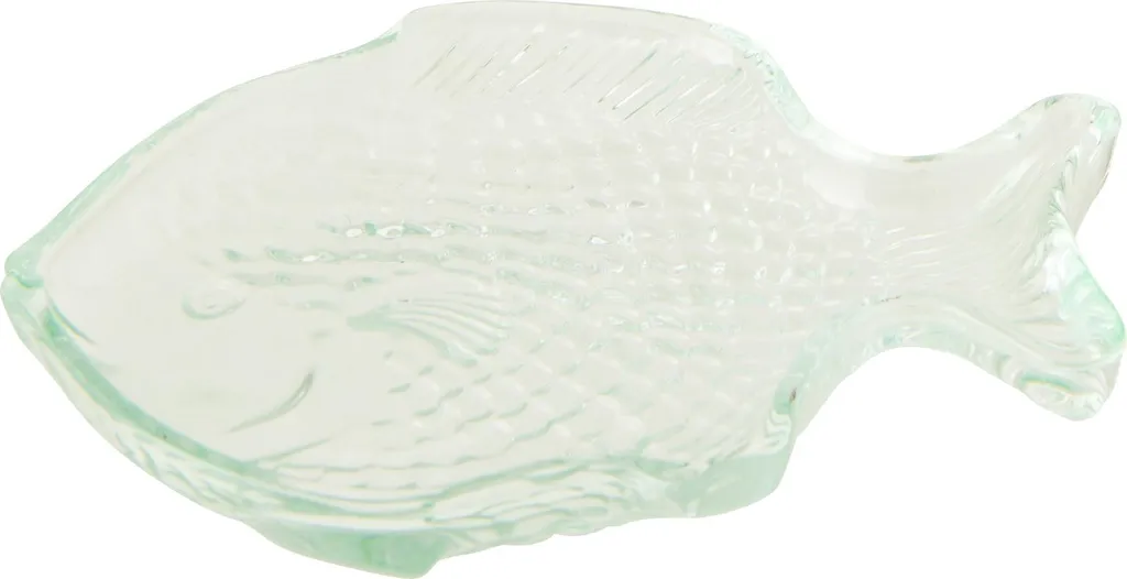Assiette Poisson en Verre Vert Menthe J-Line : Design Relief et Pastel