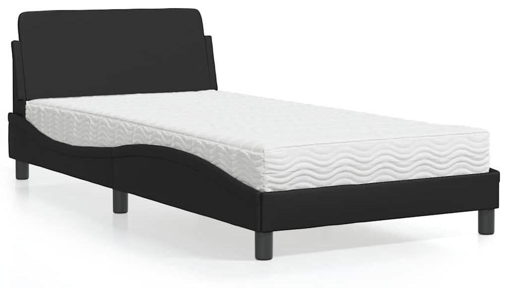 vidaXL Bett mit Matratze "Dover" Schwarz 100x200 cm Kunstleder