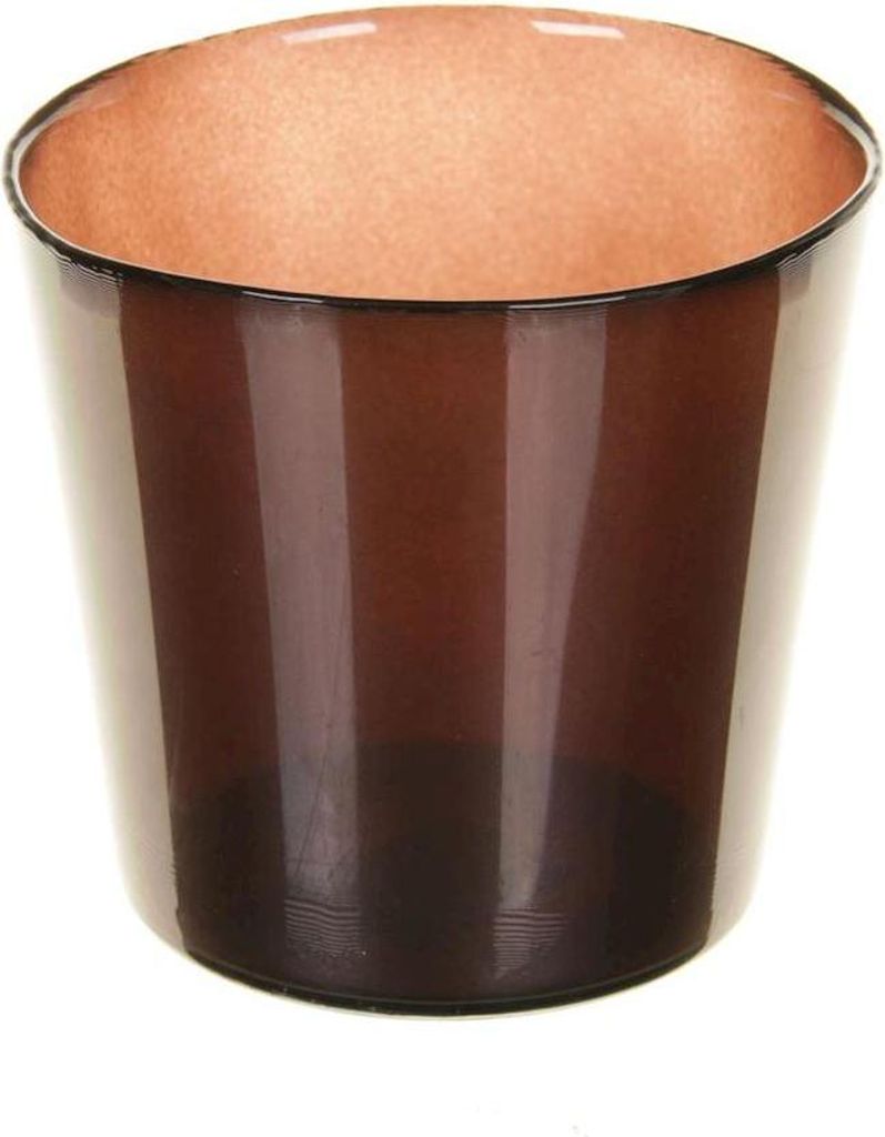 INNA-Glas Glasübertopf Alena Shiny, braun glänzend, 12,5 cm, Ø 13,3 cm - Deko Übertopf