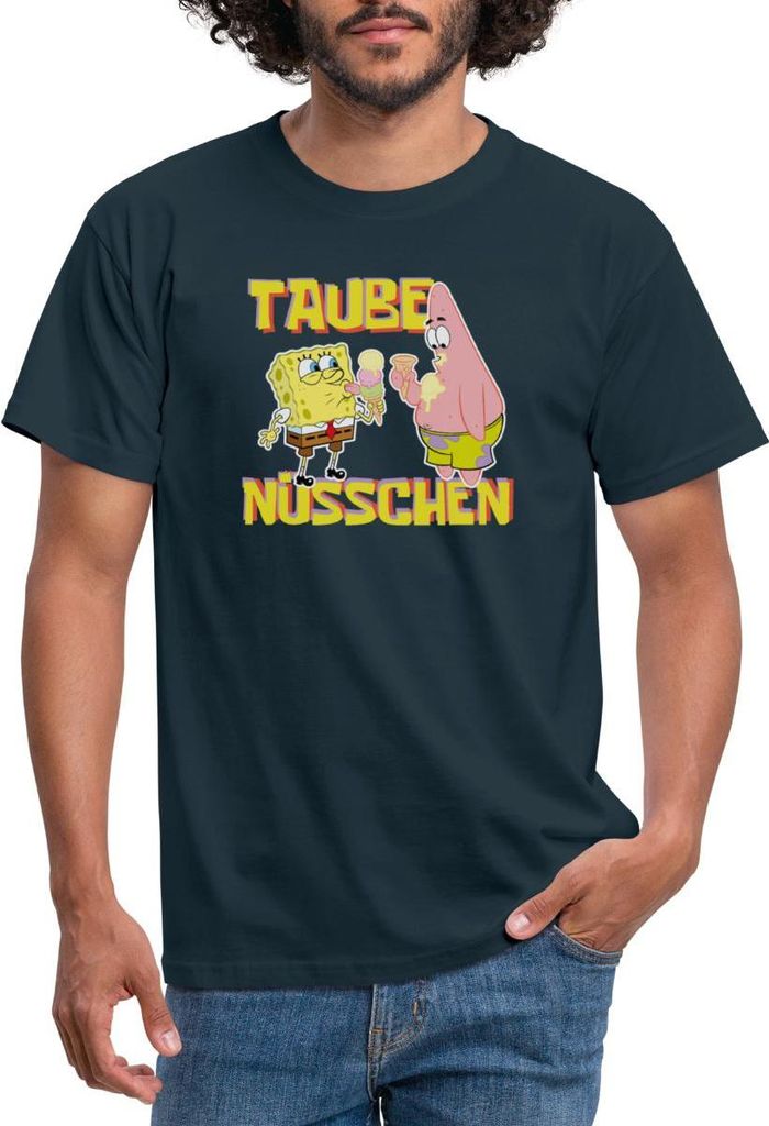 Spreadshirt SpongeBob Schwammkopf Taube Nüsschen Patrick Eis Männer T-Shirt, S, Navy