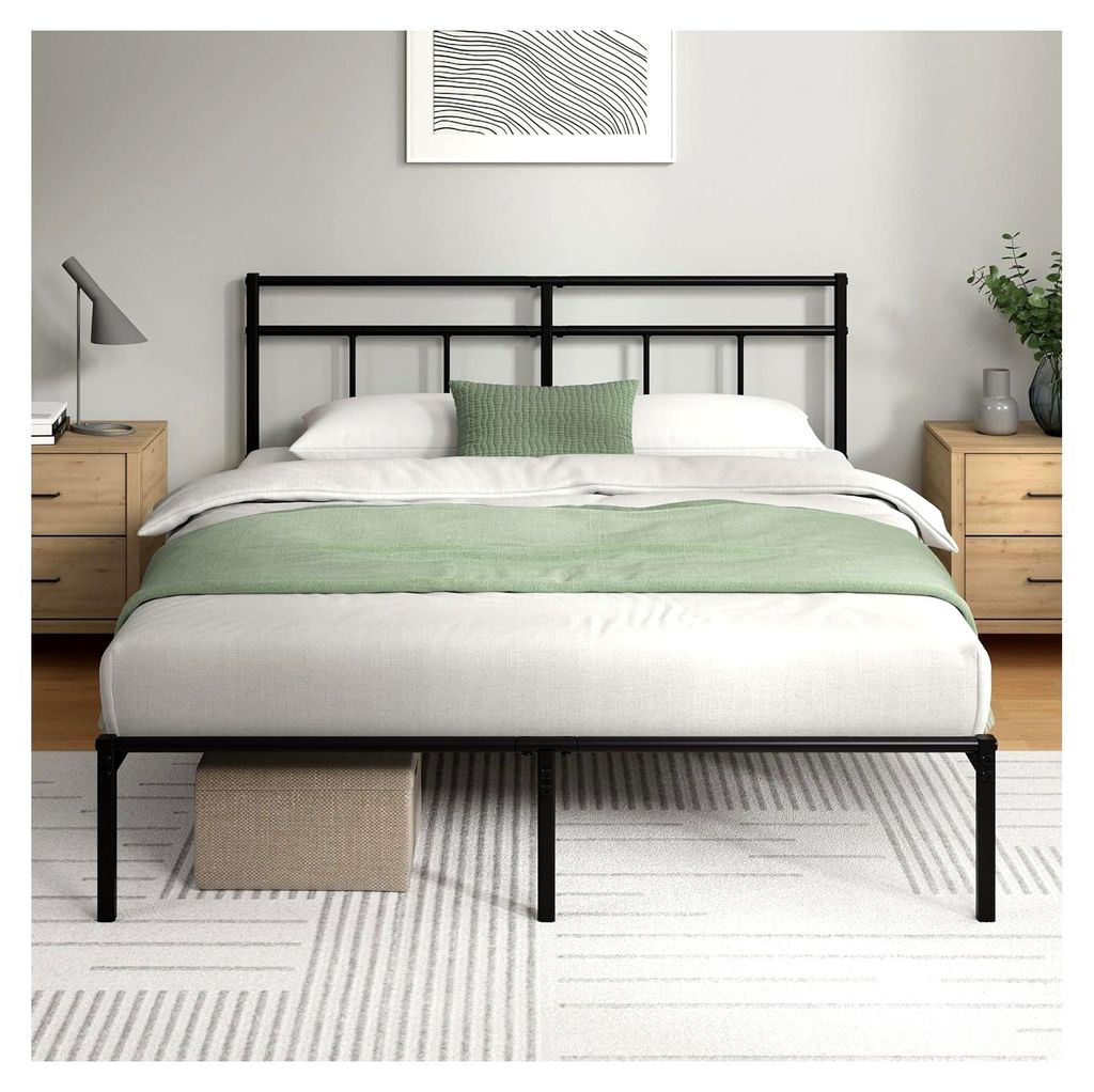Elias Bettgestell 140x200 cm mit Vintage Kopfteil - Metallbett mit Lattenrost - 30 cm hohe Plattform mit Freiraum darunter - Kein Boxspringbett erf...