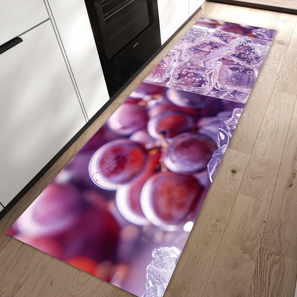 Küchenteppich 80x250cm rutschfest & abwischbar PVC Läufer - Traubeneisgetränk