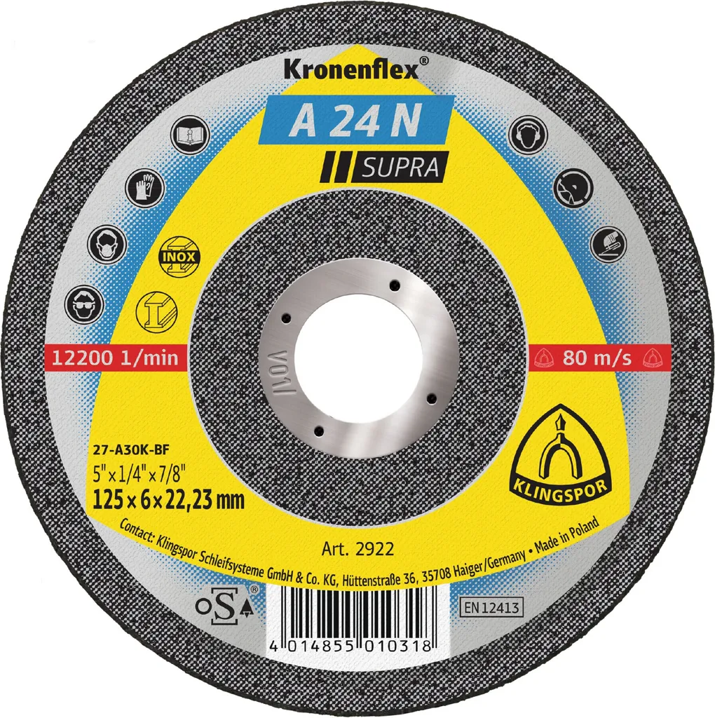 Offerta 10pz Dischi da Sbavo Klingspor A 24 N 125x6x22,23 mm Metallo