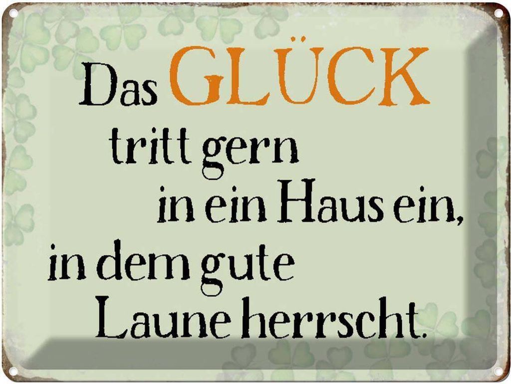 vianmo Blechschild 30x40 cm Glück tritt gern ein gute Laune Spruch Zitat