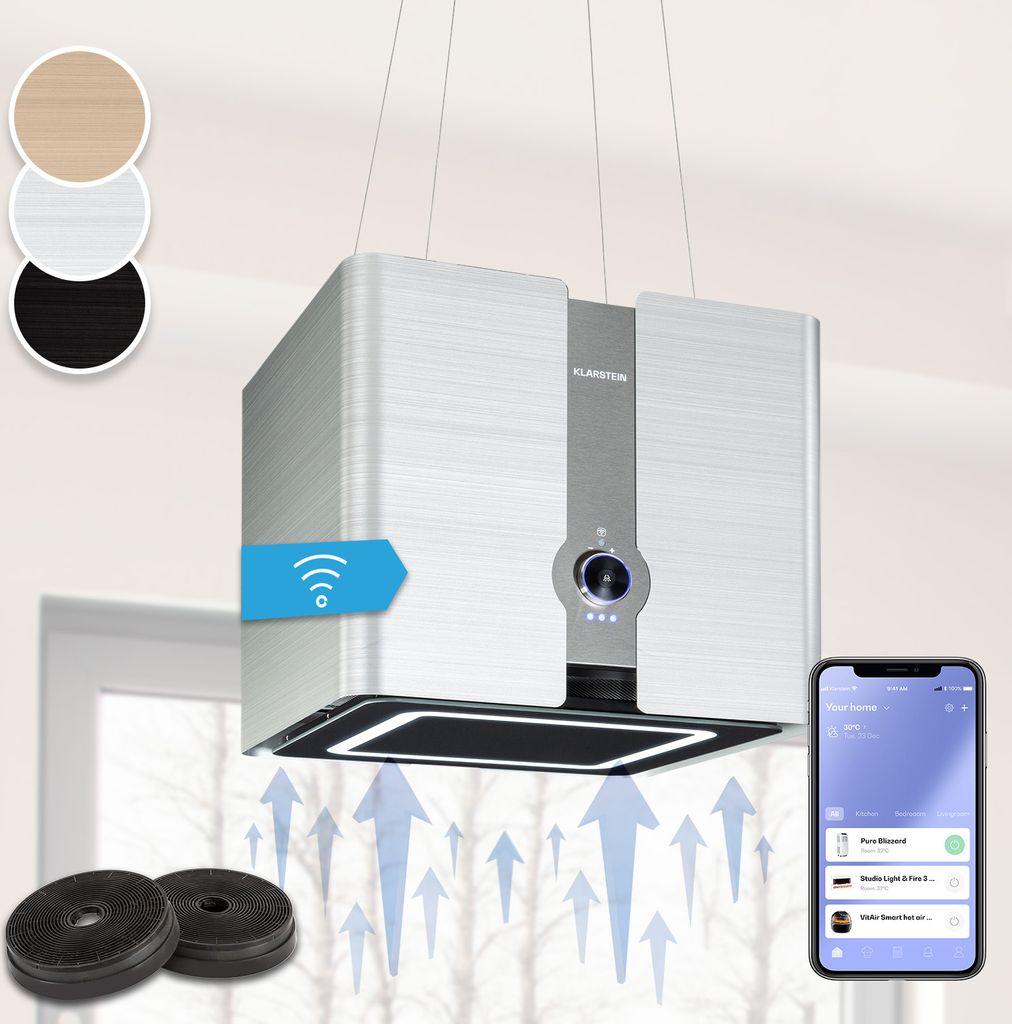 Futurelight Smart Inselabzugshaube Umluft 420m³/h LED Produktbild 1