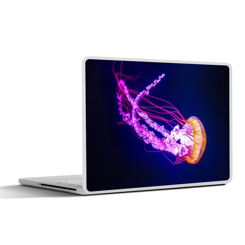 MuchoWow Laptop Aufkleber Sticker Cover Eine leuchtende Qualle im dunklen Wasser 36.5x27.5 cm - Laptop-Sticker