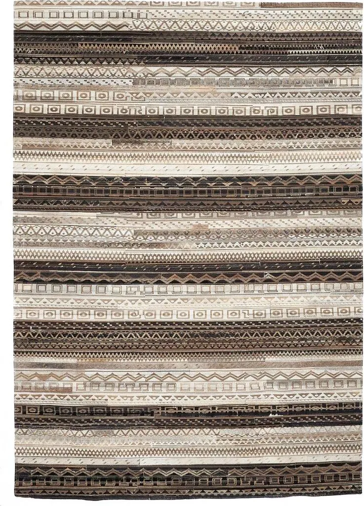 Tapis Kilim en cuir de vache fait main - Modèle Artisanal 160x230 cm