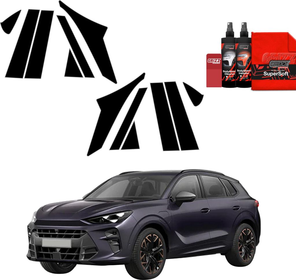 12in1 Schwarze Grizz Protector schutzfolie für A-B-C-Säule - Cupra Terramar (2024-2025)