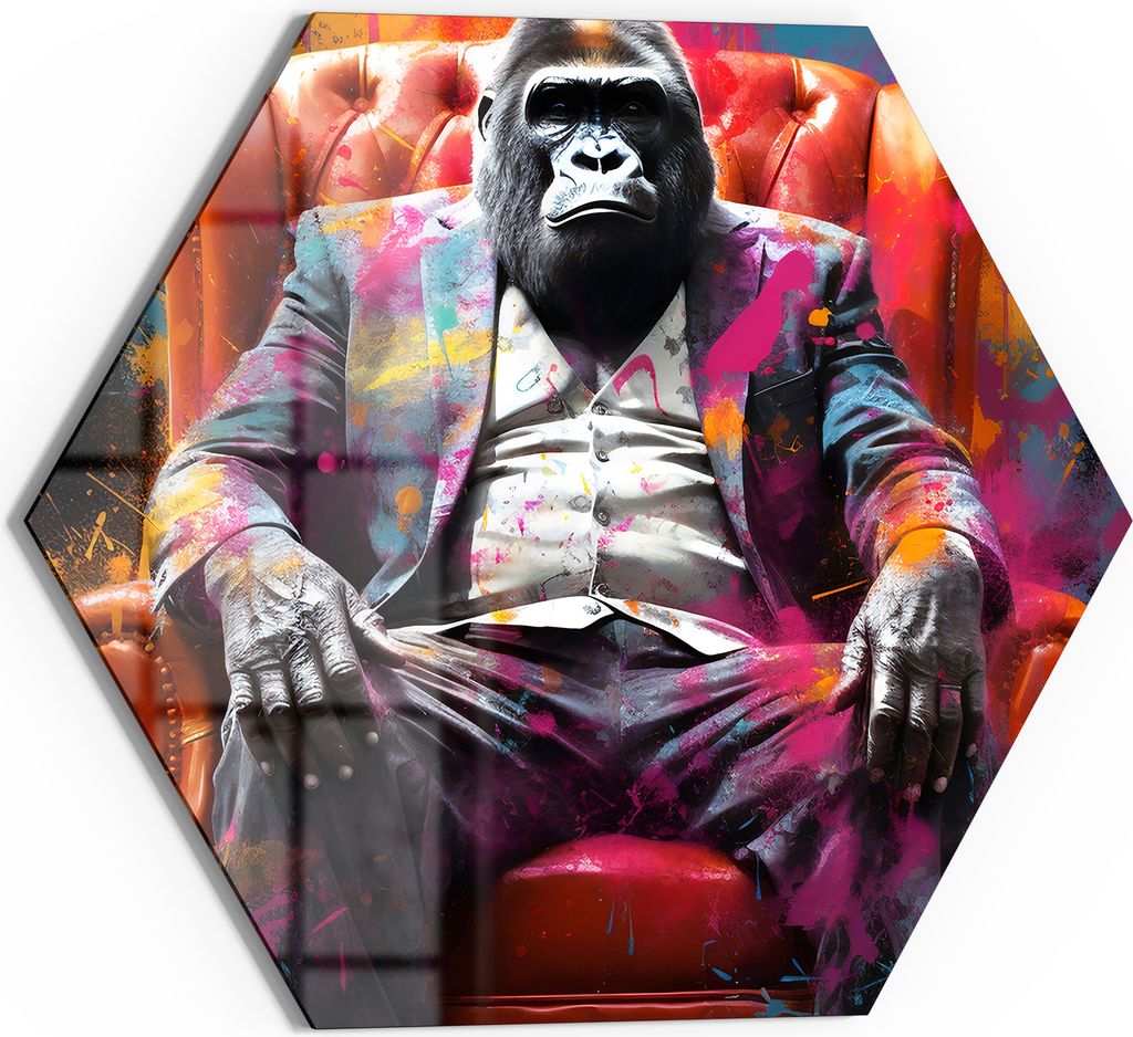 DEQOART Glasbild Echtglas 55x48 cm 'Gorilla Lounge' Produktbild 