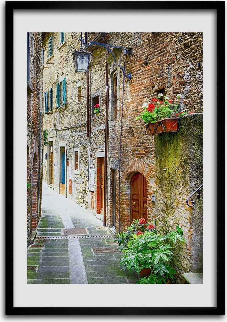 Bild - Bilderrahmen - 50 cm x 70 cm - MDF - Rahmen - Wandkunst Italienische Straßen