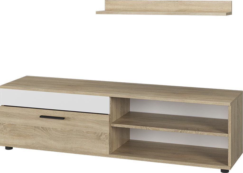 Lowboard & Regal Vicco Berno Sonoma/Weiß mit 1 Klappe, Model 55458