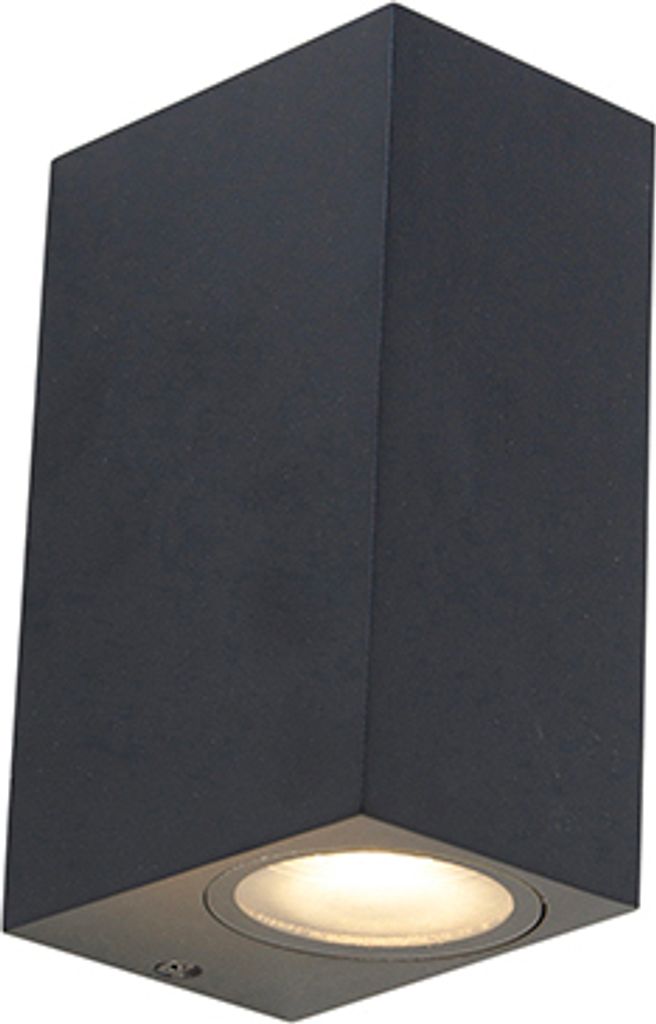 Qazqa Modern außen Up and Down Wandleuchte, Außenlampe, Wandlampe für den Garten - Baleno - Schwarz, max. 35W, Geeignet für LED, 6.5cm, IP44, R...