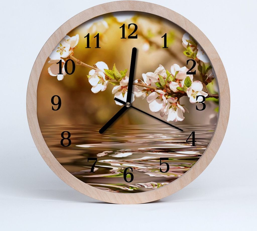 Holzuhr 30fi cm wanduhr - Blumen Natur