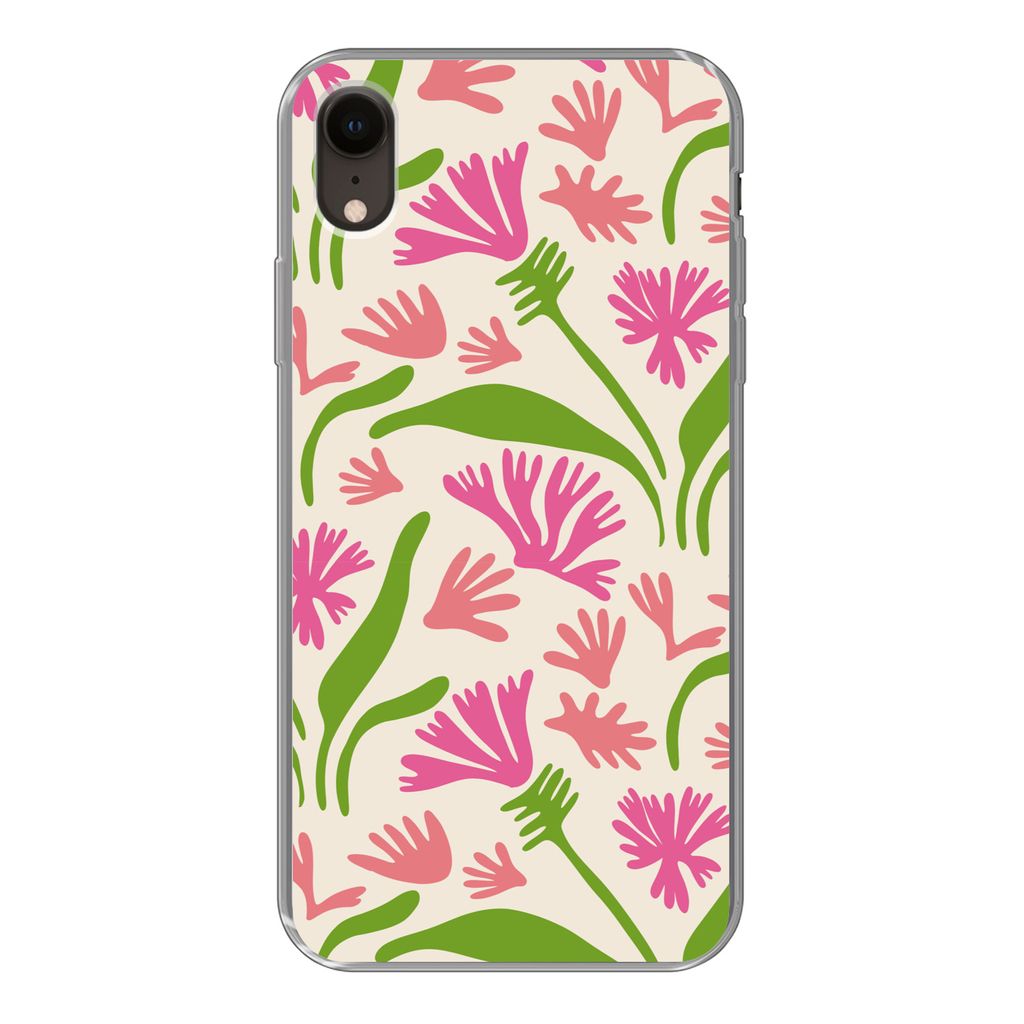 MuchoWow Handyhülle Schutzhülle Hülle für iPhone XR Blume - Muster - Blatt Silikon Softcase Handy Hülle - Schutzdeckel