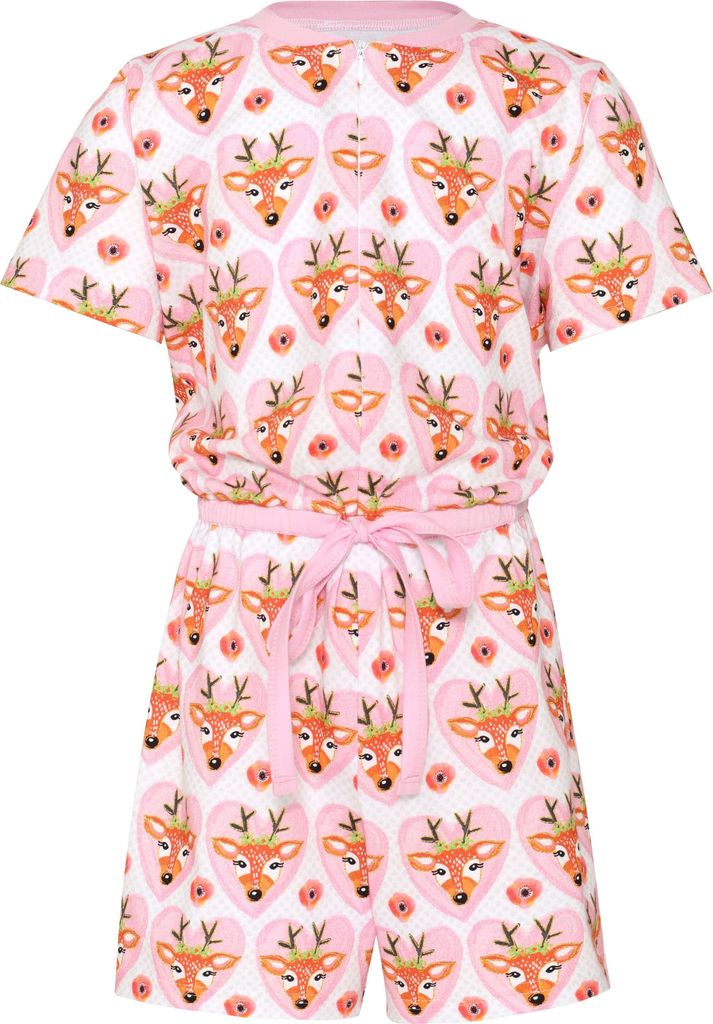 Merry Style Mädchen Overall Short Schlafstrampler Strampelanzug MS10-267(Rosa/Herzen Hirsche, 110-116)