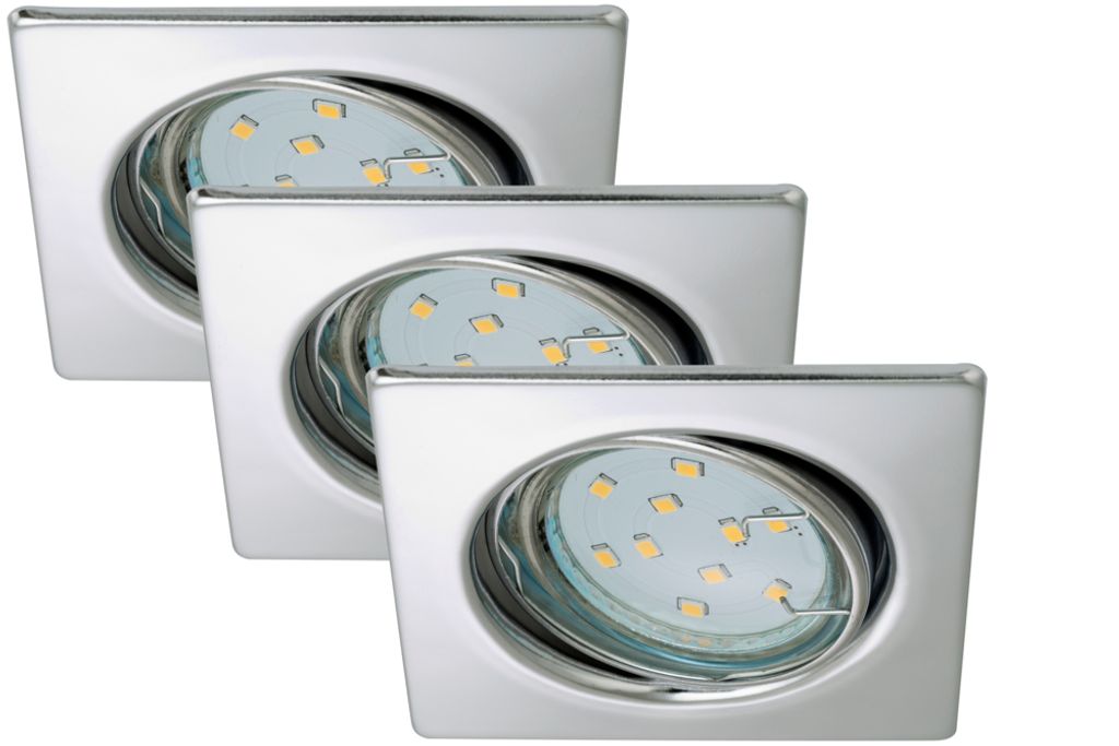 Briloner LED Einbauleuchte SQUARE chrom – 3er Set, GU10, Produktbild 
