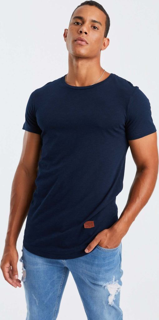 Leif Nelson Rundhals Herren T-Shirt Rundhals LN-8331, Dunkel Blau / XL