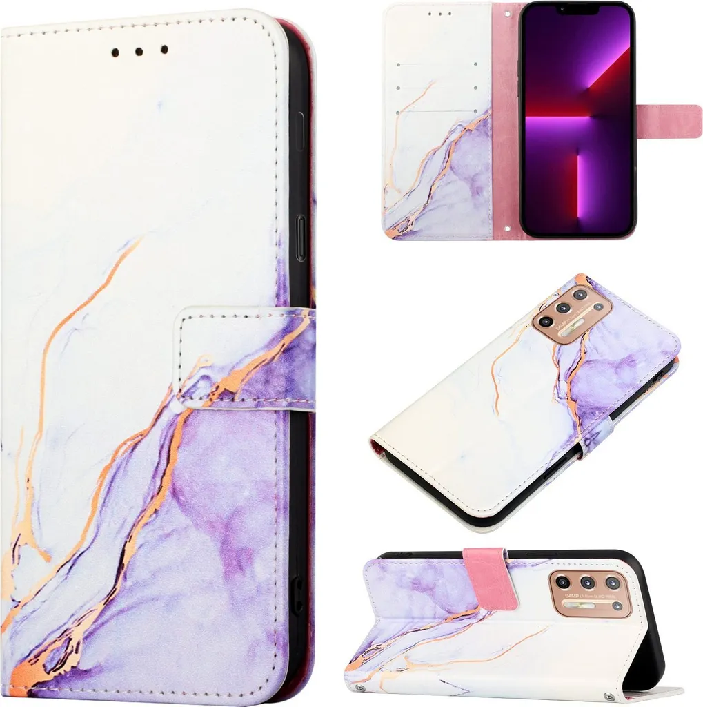 COTDINFOR Compatible with Motorola Moto G 72 Custodia Libro PU Pelle Portafoglio Slot Schede Chiusura Magnetico Antiurto Flip Cover per Moto G 72 Marble Verde YB