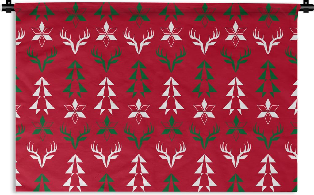MuchoWow Wandteppich Wandbehang Hirsche - Muster - Weihnachten 60x40 cm Tapisserie Dekoration Wandtuch - Wanddekorationen