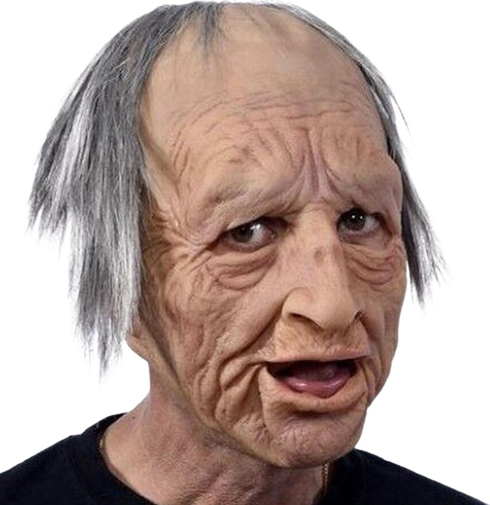 Maske für alte Männer für Erwachsene, realistische Vollkopfbedeckung aus Latex für ältere Menschen mit lebensechten Falten für Halloween-Mask...
