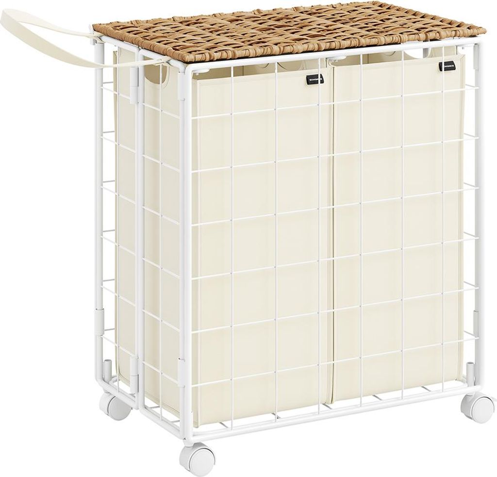 Wäschekorb mit 2 Innenbeuteln, naturbeige-cremeweiß