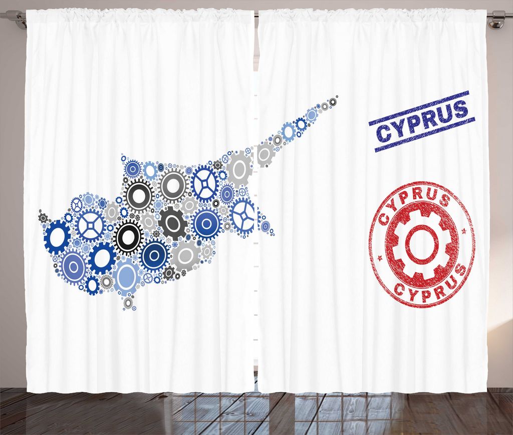 ABAKUHAUS Zypern Rustikaler Gardine, COG Formen Insel Forming, Wohnzimmer Universalband Gardinen mit Schlaufen und Haken, 280 x 225 cm, Weiß und M...