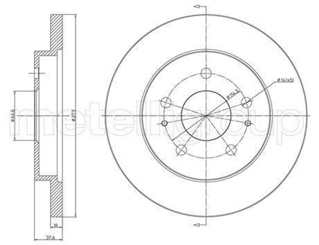 METELLI Bremsscheibe Vorne für TOYOTA PROACE Kasten (MDZ) 273,5mm 23-0841