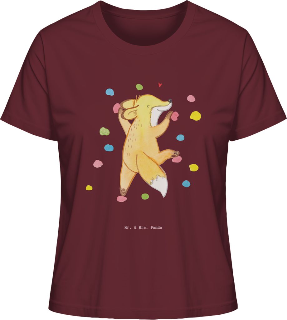 Mr. & Mrs. Panda Oberteil Damen Fuchs Bouldern Größe M - Burgundy - Geschenk, Basic Shirt, T-Shirt, Kurzarm, Kletterhalle, Klettern, Boulderhalle