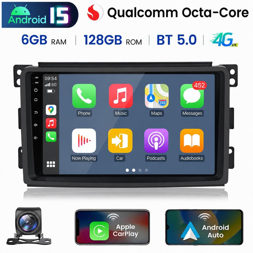 CarPlay Android Auto Autoradio Für Smart Fortwo 451 454 Produktbild  KI-generiertes Bild