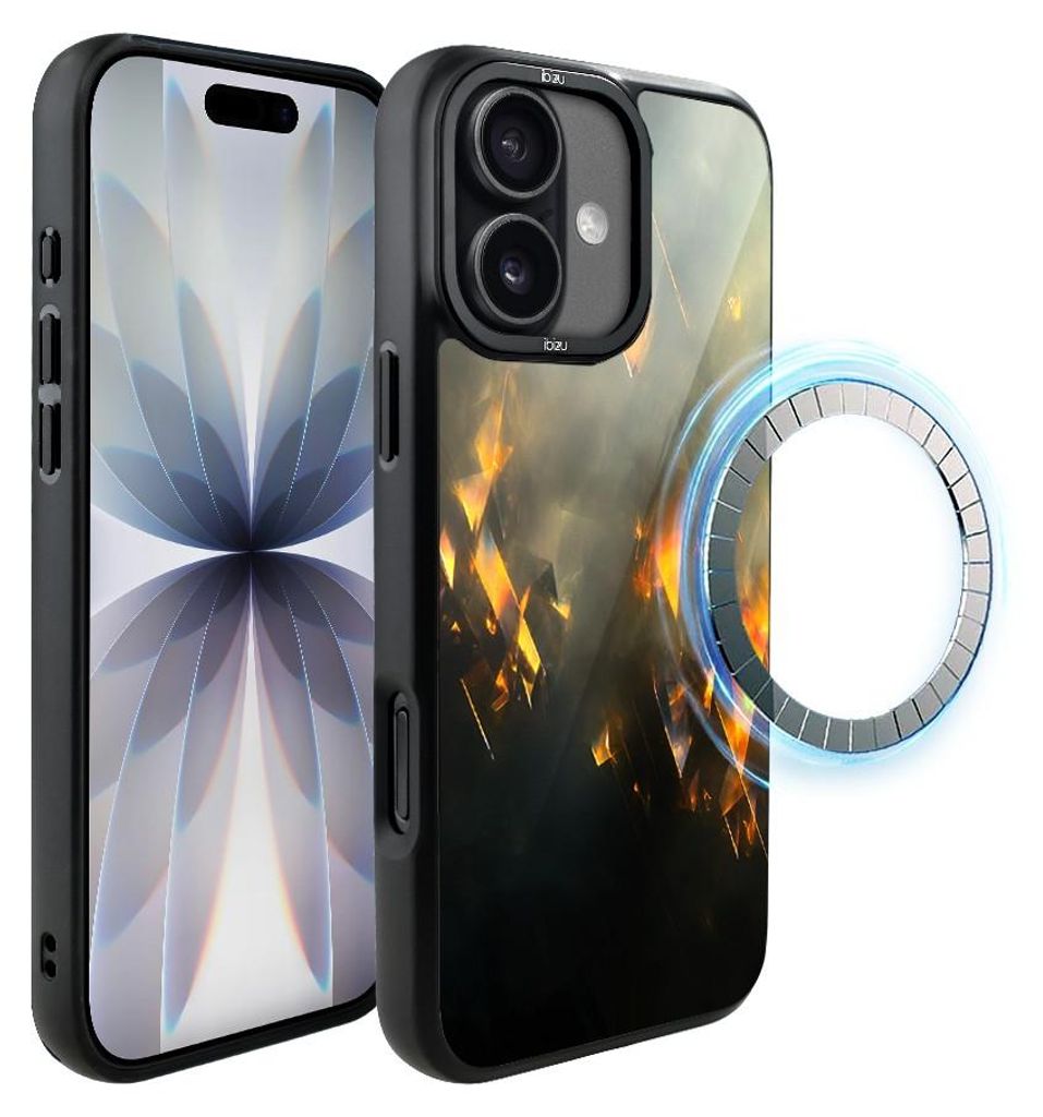 Schutzhülle für das iPhone 17, MagSafe-kompatibel, mattschwarze Seiten, Funken, Feuer