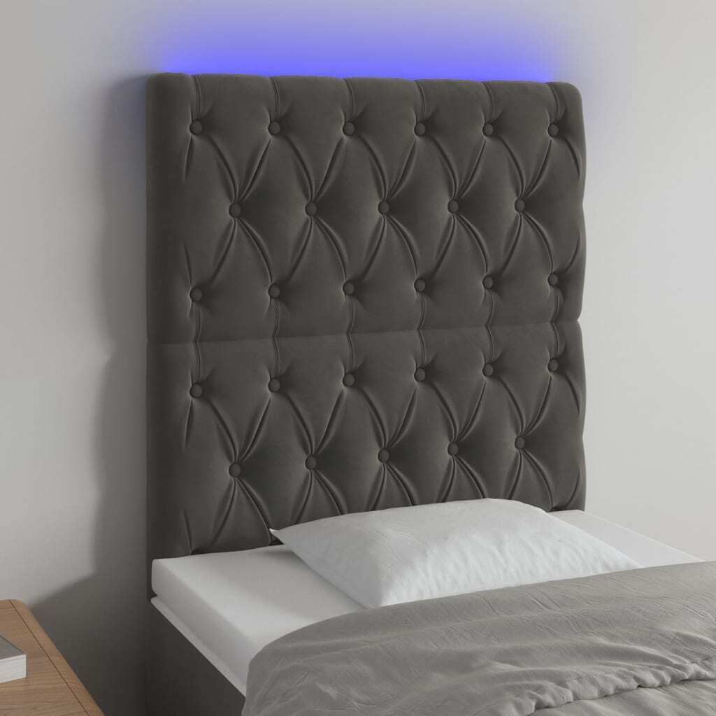 Maison Exclusive - LED Kopfteil Dunkelgrau 80x7x118/128 cm Samt