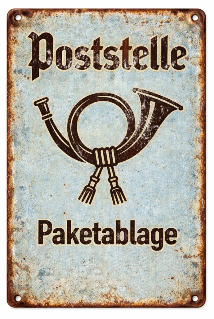 Blechschild 20x30cm Poststelle Paketablage Retro Schild Produktbild 