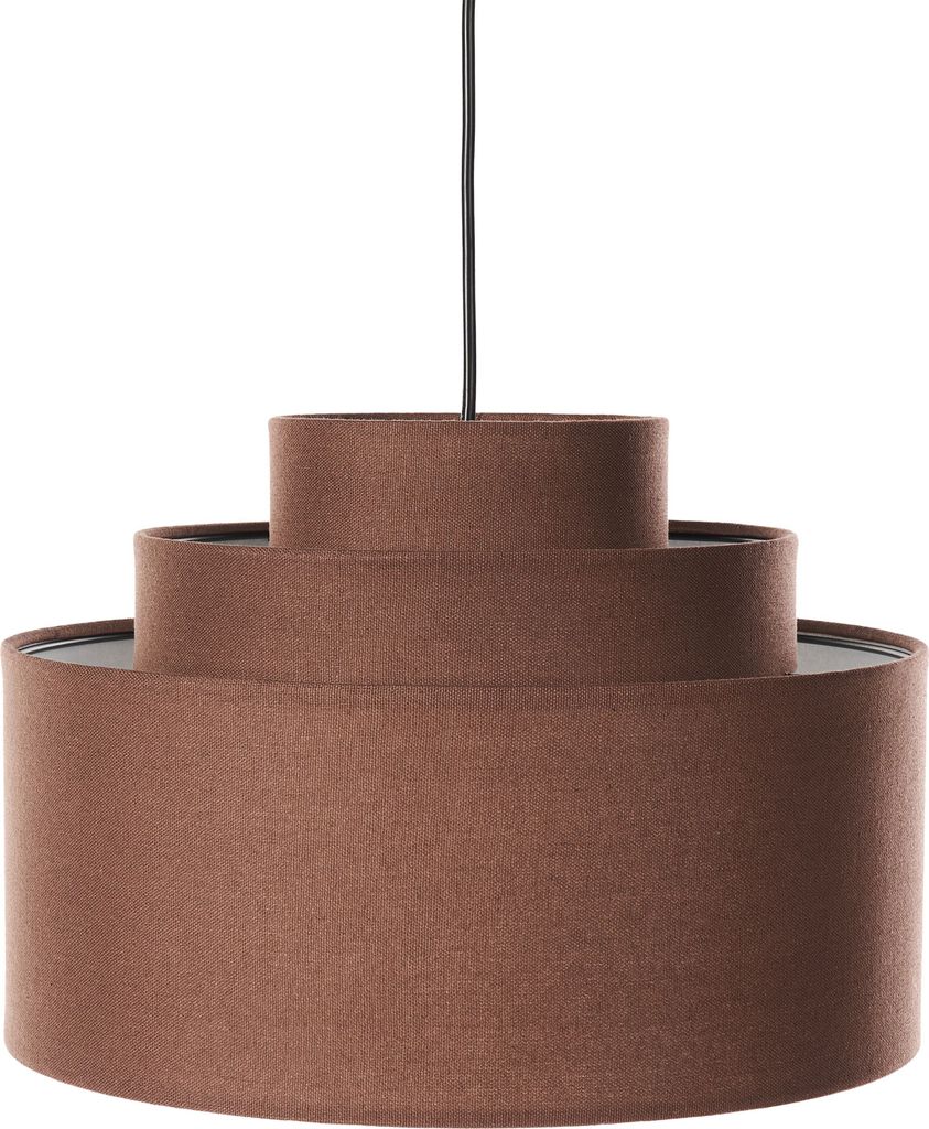 BELIANI Hängelampe Braun Leinen Stoff Schirm Rund Modernes Design Beleuchtung Hängeleuchte Esszimmer Wohnzimmer Schlafzimmer