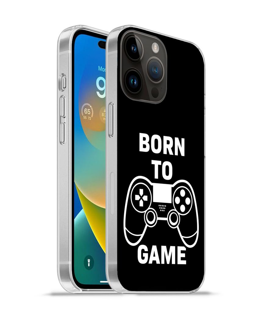 MuchoWow Handyhülle Schutzhülle Hülle für Apple iPhone 14 Pro Max Gaming - Zitate - Controller - Zum Spielen geboren - Schwarz - Weiß Siliko...