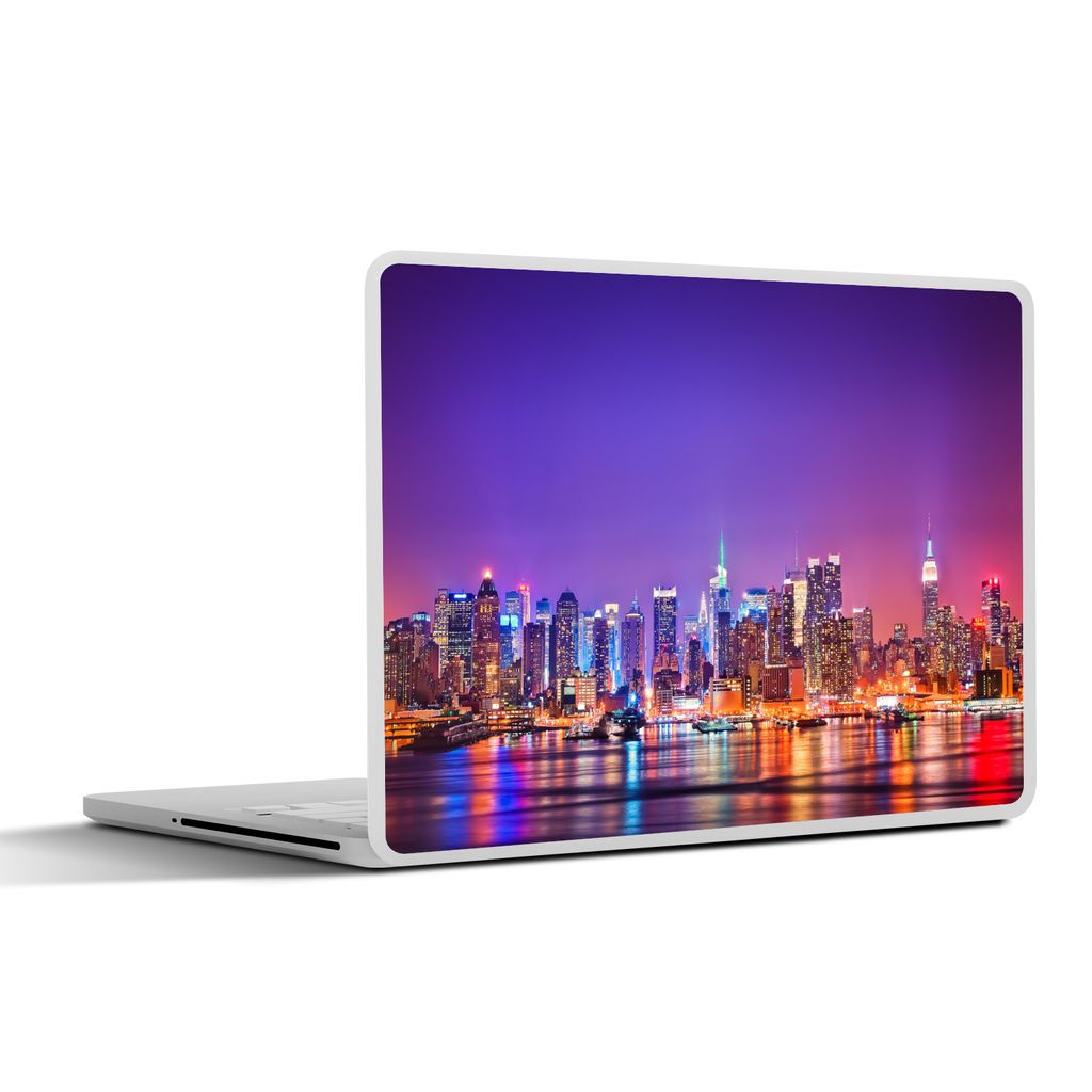 MuchoWow Laptop Aufkleber Sticker Cover New York - Skyline - Lila 32.5x23.5 cm - Sticker für Laptop - Selbstklebend