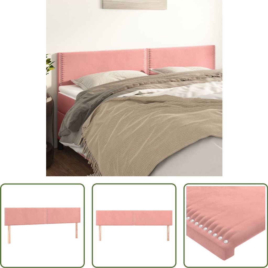 The Living Store Kopfteile 2 Stk. Rosa 80x5x78/88 cm Samt
