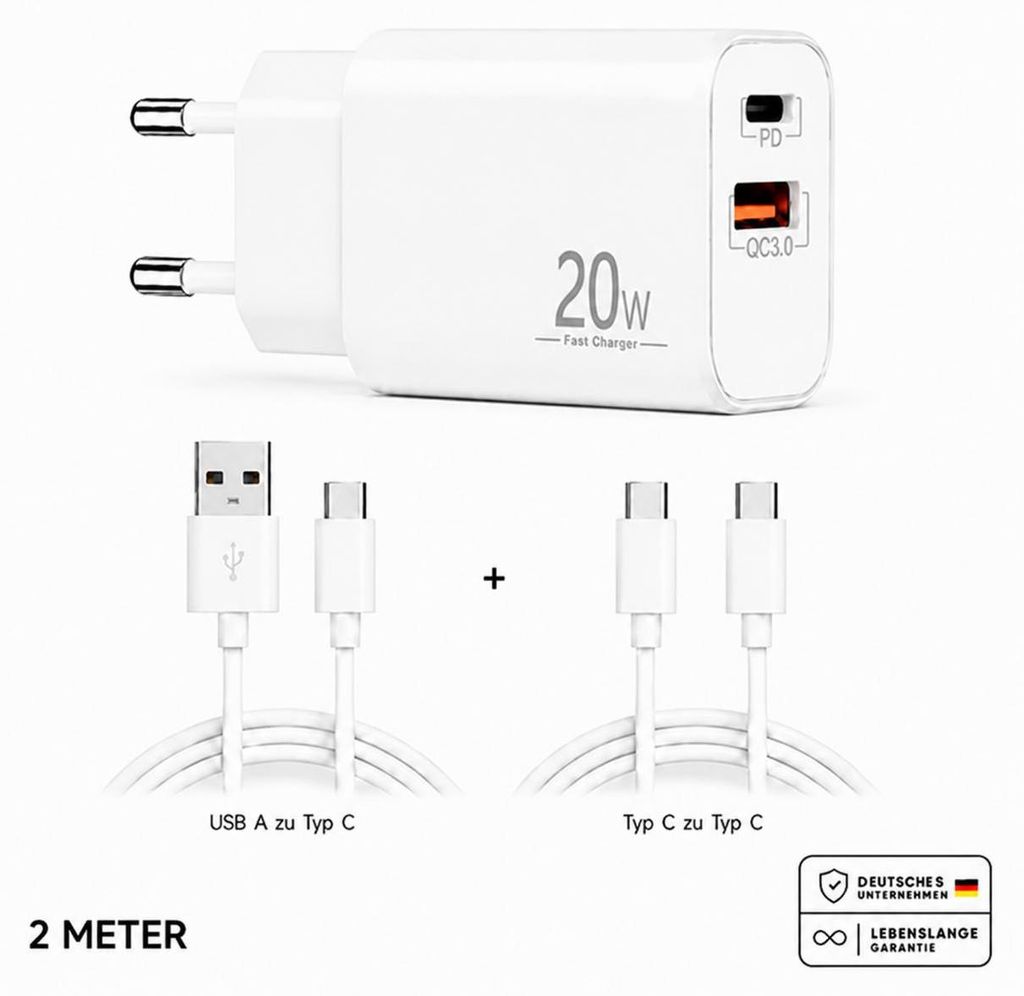 Rychlonabíječka se dvěma porty USB-C + USB-A, dvouportová Obrázek produktu 