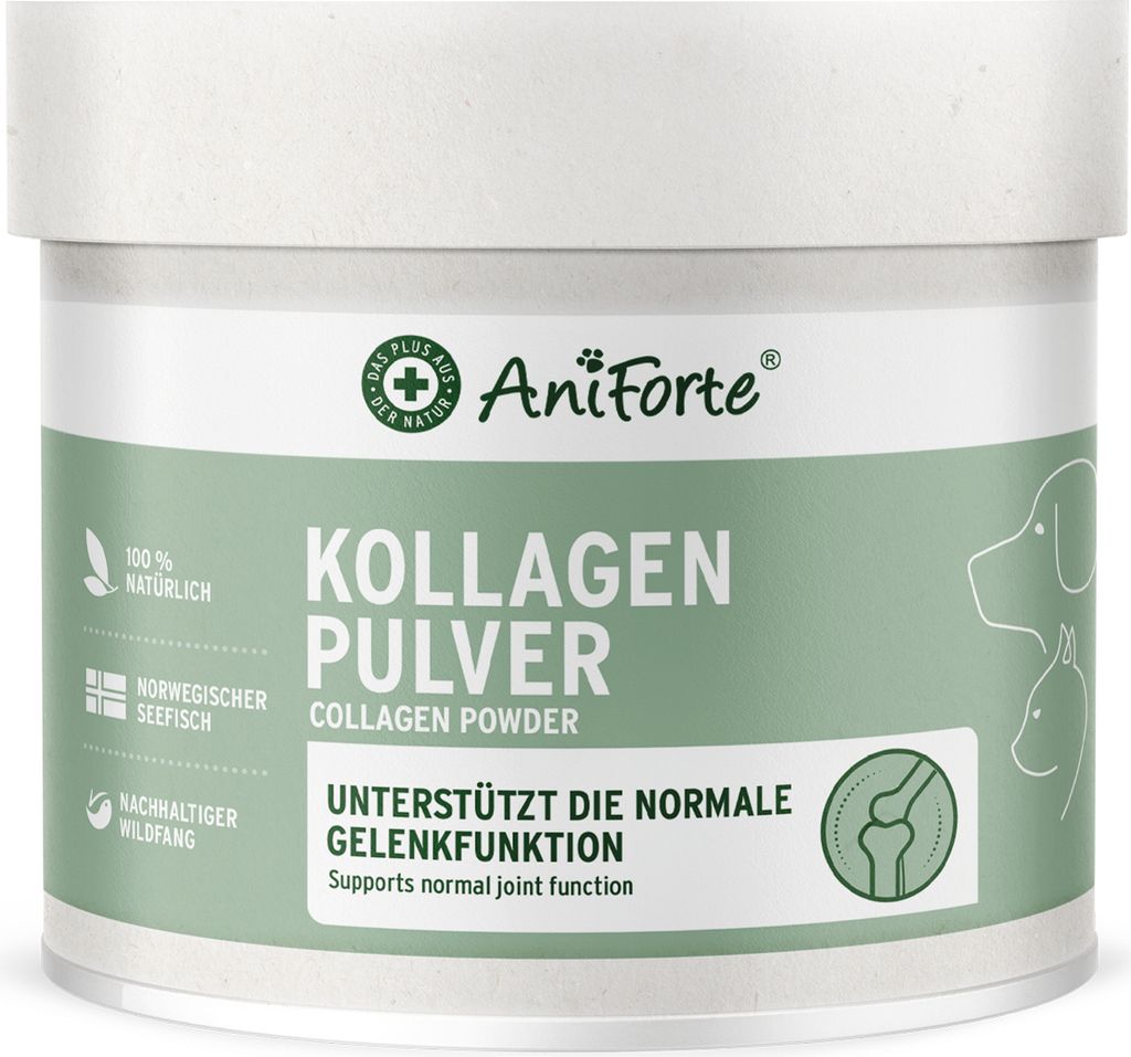 AniForte Kollagen für Hunde 250g – Natürliches Gelenkpulver Hund, Collagen zur Unterstützung der Gelenke, Sehnen & Bänder, für Agilität