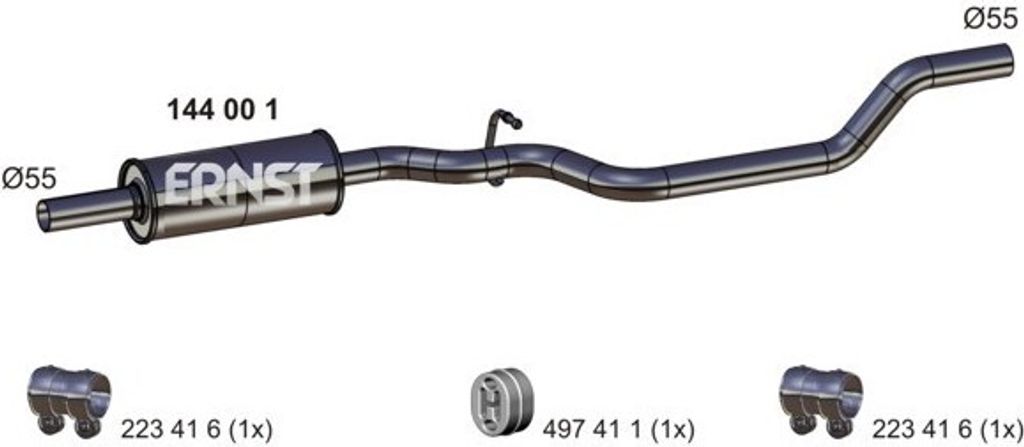 ERNST 144001 Mittelschalldämpfer Schalldämpfer für VW Produktbild 