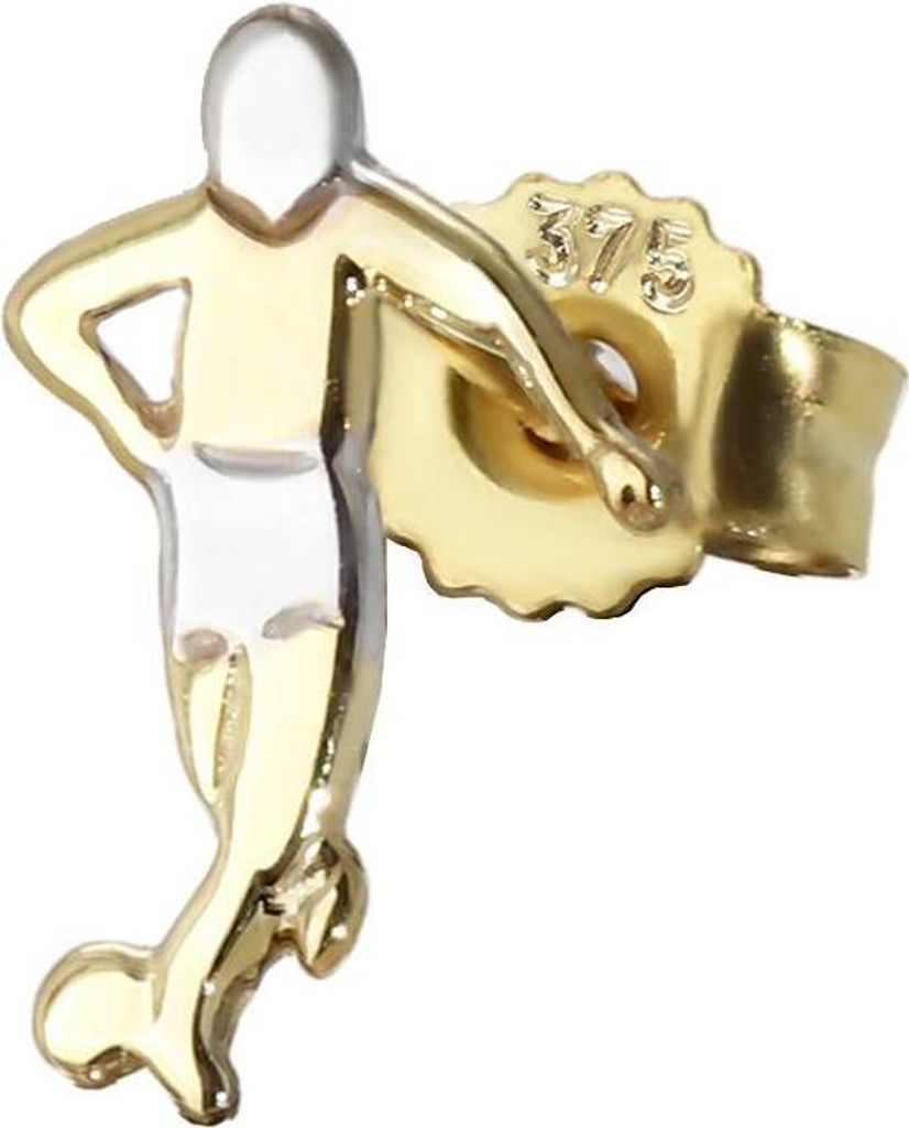 Einzel Fußballspieler 375er Gold 9 Karat Ohrstecker Bicolor 6*10mm Ohrring 4842