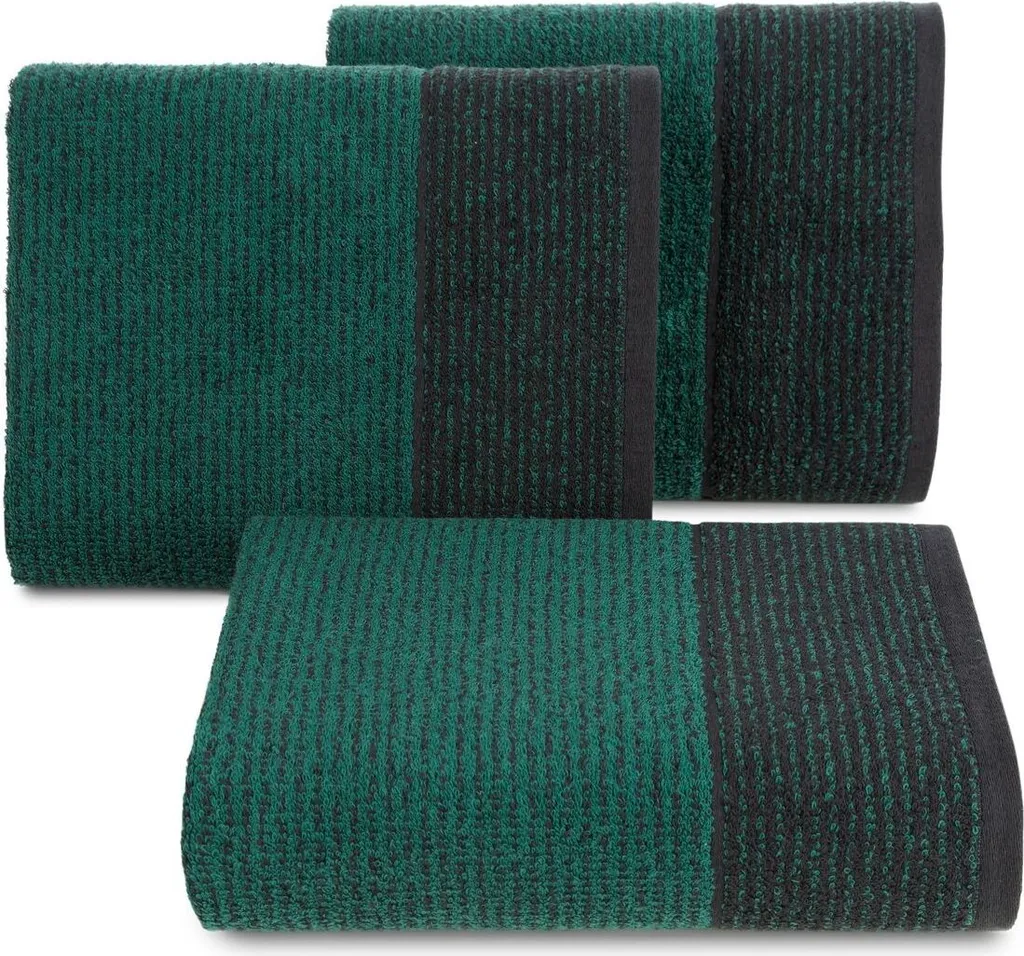 Asciugamano Leon 50x90 nero turchese con motivo jacquard a righe in spugna 500g/m2 Eurofirany