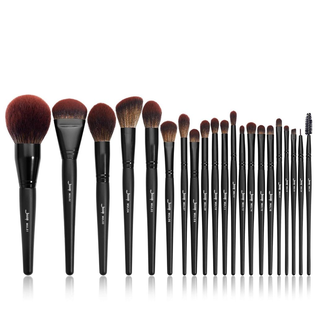Jessup T271 Make -up -Pinsel -Set, kosmetische Pinsel, Augengesicht Lidschatten synthetisches Haar, 21 Teile, schwarz