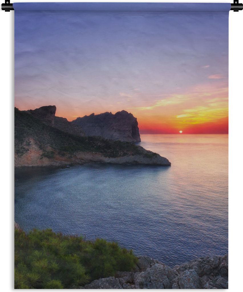 MuchoWow Wandteppich Wandbehang Meer - Felsen - Berge - Natur 60x80 cm Tapisserie Dekoration Wandtuch - Decke - Wandtücher - Wohne
