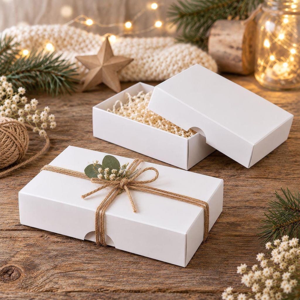 Caja plegable de 10 x 14 x 2,5 cm, blanca, con tapa, de Imagen del producto 