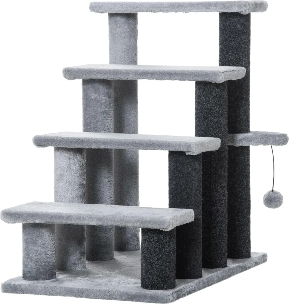 Fortuna Lai Scala 4 Livelli per Gatti | Altezza 64cm Tiragraffi Grigio