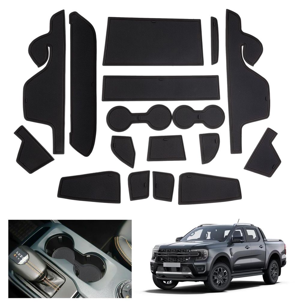 Kompatibel mit den neuen Ford Ranger T9 2025 2026-2023 (elektronische Bremse) Antirutschmatten, Ranger Raptor Wildtrak Gummi-Antirutschmatten, Mitt...